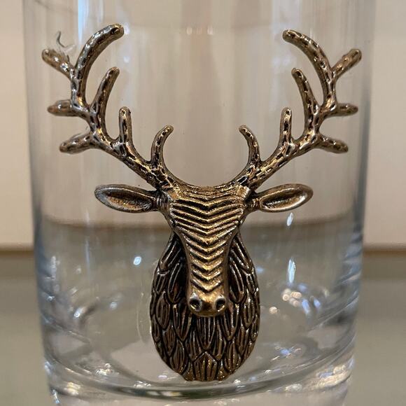 Christmas Gold Stag Old Fashioned Whiskey Glasses 12oz. Holiday Cocktail New - Picture 3 of 16